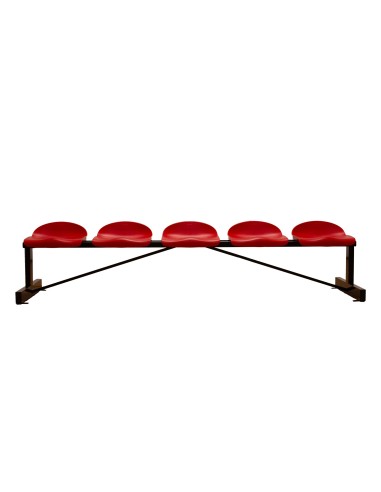 BANCO METÁLICO CON ASIENTOS ROJO PVC-5 PLAZAS-