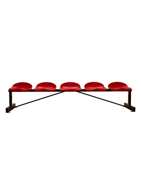 BANCO METÁLICO CON ASIENTOS ROJO PVC-5 PLAZAS-