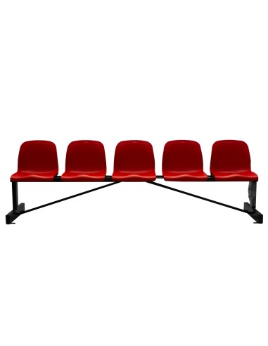 BANCO METÁLICO NEW CON ASIENTO ROJO PVC -5 PLAZAS-