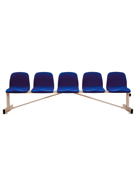 BANCO METÁLICO NEW CON ASIENTO AZUL PVC -5 PLAZAS-